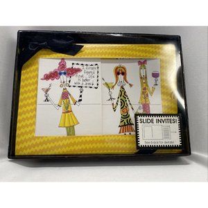 Dolly Mama Invites Friends Fun Drinking Party Card Slides 8 Pack & Envel…